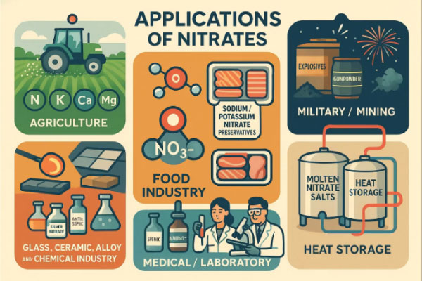 کاربرد های عمده نیترات ها