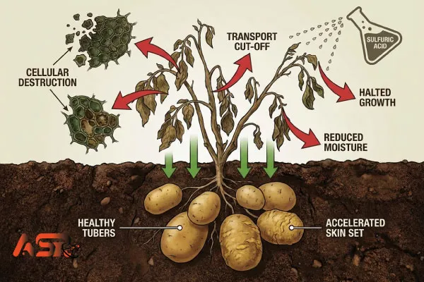 مکانیسم اثر اسید سولفوریک بر بوته سیب زمینی 