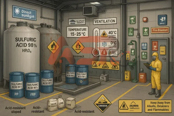 نحوه ذخیره سازی و انبار داری اسید سولفوریک