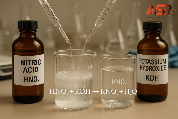 واکنش اسید نیتریک با هیدروکسید پتاسیم